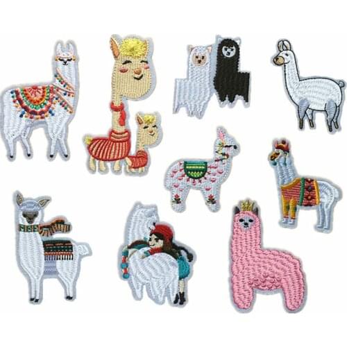 1PC New Cartoon Mens Alpaca Patches For Clothing Kids Alpaca Costume Embroidered Iron On Cute Applique Patch T-shirt DIY Apparel