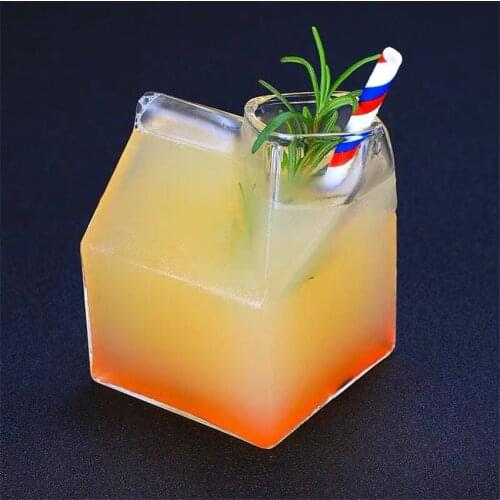 260ML Transparent Glass Cocktail Cup Creative Milk Box Juice Milk Drinking Cup Dessert Milkshake Mugs Bar Whiskey Wine Glasses