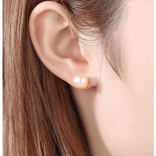 3 Pairs 925 Sterling Silver Real Freshwater Pearl Stud Earrings Kit White Purple Pink Natural Pearl Stud Earrings Set