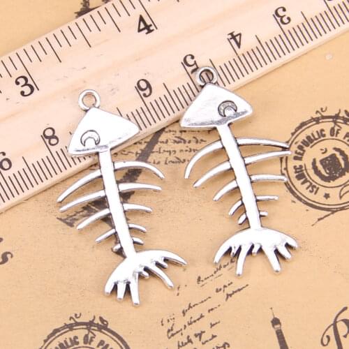 8pcs Charms fish bone 42x21mm Antique Pendants,Vintage Tibetan Silver Jewelry,DIY for bracelet necklace
