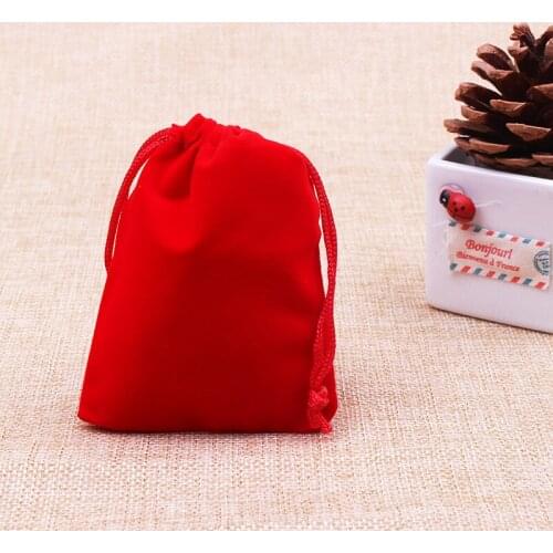 500pcs/lot Mini Red Velvet Bags 7*9cm Pretty Pouches Jewelry/MP3 Packing Bags Christmas/Candy/Wedding Gift Bags Free Shipping