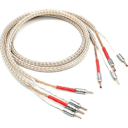 AHSY Pair 12TC Hifi Speaker Cable High Quality Pure OCC Speaker Wire With BFA Banana Jack