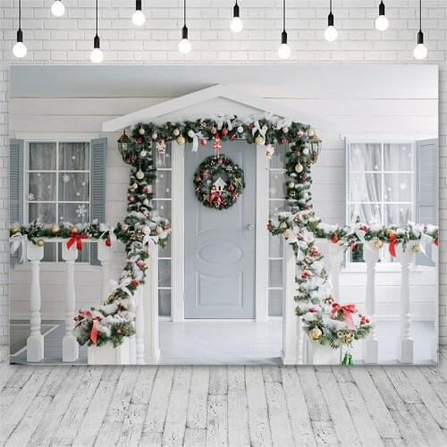 Avezano Backdrop Merry Christmas Tree Winter Gift Mistletoe Wreath House Bell Background Photo Studio Photophone Photozone Decor