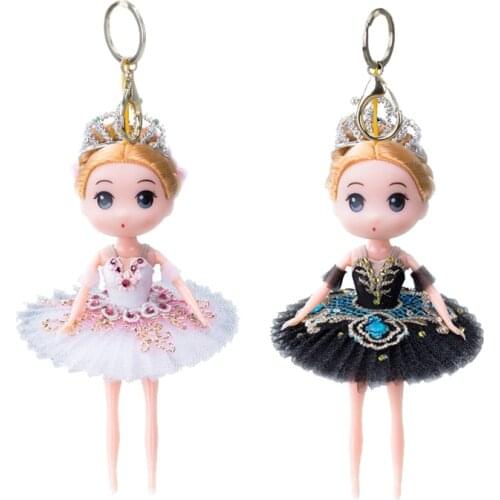 Ballet Doll in Ballet Tutu Bag Charms Pink Sleeping Beauty Keychain Swan Lake key ring Girls Car Pendant Birthday Gifts for Kids