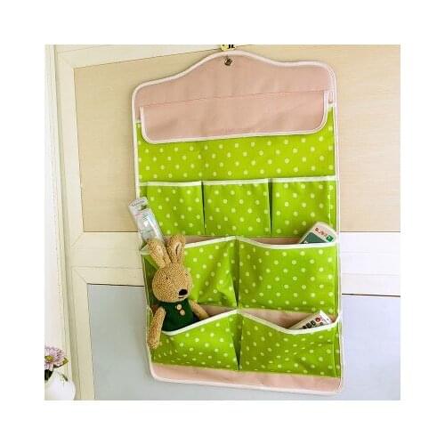 BF040 Lovely wave point Oxford cloth multilayer receive hanging bags 7 pockets hanging wall bag 70*42.5cm
