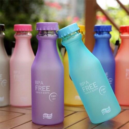 Hot Sale Portable Unbreakable Tour Sport Candy Colord Plastic My Water Bottle Lemon Juice 550ML Kettle Drinkware BPA Free