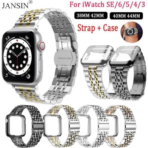 Cover+Metal Band For Apple Watch Band 38mm 42mm Stainless Steel Replacement Strap For iWatch 40mm 44mm Correa SE 6/5/4/3/2/1