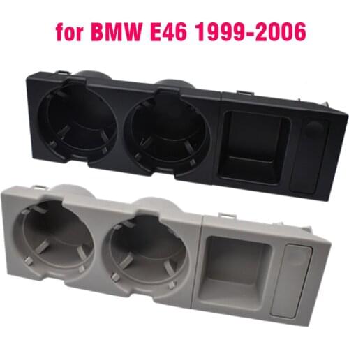 Black Double Hole Car Vehicle Front Center Console Storage Box Coin + Cup Holder for BMW E46 3 1999-2006