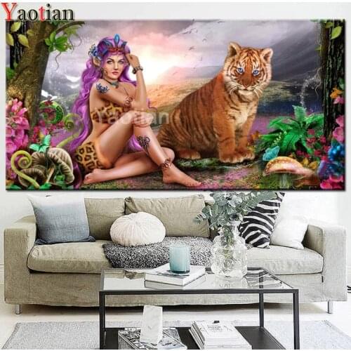 Diy 5d Diamond Painting Accessories Full Round square Beauty Fairy and Tiger Mosaic Rhinestone Embroidery Beadwork Stickers