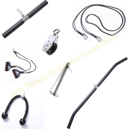 DIY Home Gym Lat Pull Down Cable Machine Attachments Fitness Bar Mute Pulley Standard Weight Tree Powerful Rope Rowing Workout