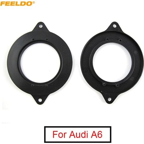 FEELDO 2pcs Black Car Auto Speaker Spacers Mat Adapter for AUDI A6 Mediant Spacer Pads Refitting Mounting Kits #MX6021