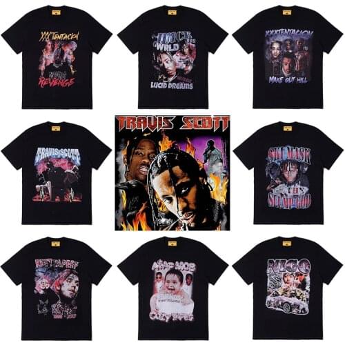 Travis Scott Eminem LiL Peep Xxxtentacion Tupac 2pac T Shirt Asap Rocky Wu Tang Jay-z Hip Hop T-shirt Juice Wrld Biggie Smalls