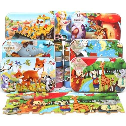 HOT Baby Kids Cognition Puzzle Toys Toddler Iron Box Cards Matching Game Cognitive Card Vehicl/Fruit/Animal/Life Set Pair Puzzle