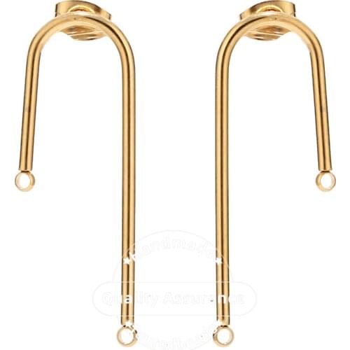 10pcs Stainless Steel Gold U Design Stud Earring Posts Hypoallergenic DIY Earring Components For Earrings Making