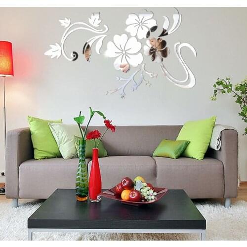 Exquisite Flower 3D Mirror Wall Stickers Removable Decal Creative Art Mural Home Bedroom TV Background Decoration stickers