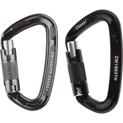 Perfeclan 2 Pieces 24KN Self-locking Aluminum Carabiner Snap Clip Hook Keychain Rappelling Mountaineering Climbing Buckle
