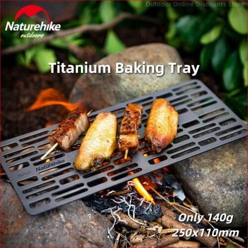 Naturehike Titanium Alloy Camping Baking Tray BBQ Ultralight Portable Picnic Grill Home Barbecue Plate Outdoor Tool Cookware New