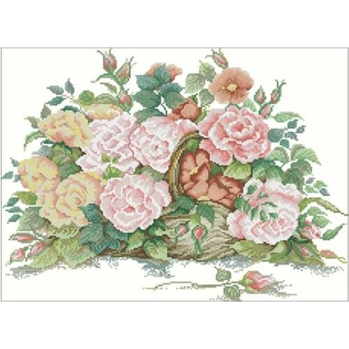 Summer rose bouquet flower pattern counted 11CT 14CT 18CT Cross Stitch Set DIY Cross-stitch Kit Embroidery Needlework Home Decor