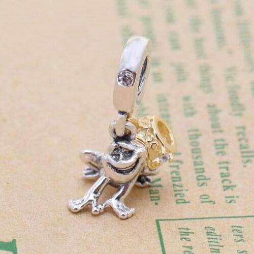 DoDoFly Valentines Day S925 Sterling Silver Pendant Princess Diana Frog Prince Swing Charm Pendant Diy Jewelry Bracelet