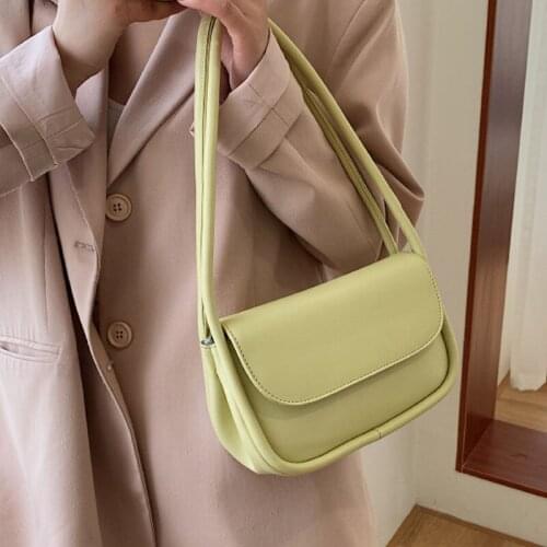 Shoulder Bag Female Baguette Backpack Women Underarm Handbag Luxury Fashion 2021 New PU Leather Simple All-match Solid Color