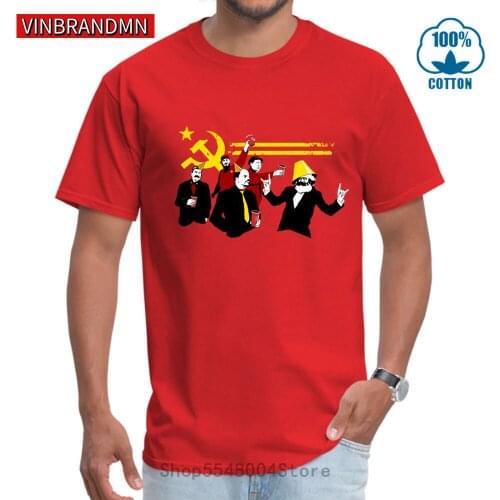 Vintage Soviet CCCP Hammer Sickle logo T-shirts Great Leaders Communist Party Lenin Stalin Chairman Mao Fidel Castro Men T shirt