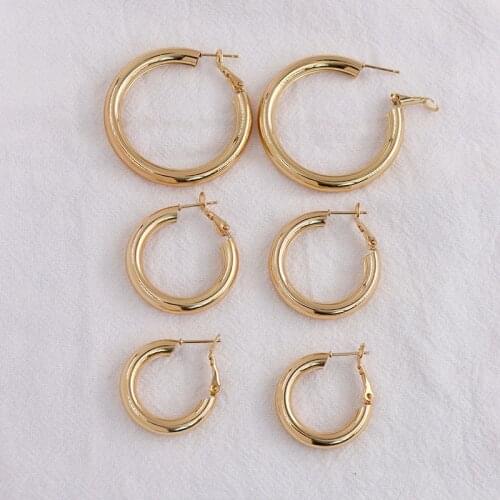 Vintage Thick Geometric Chunky Huggie Earrings Hoops For Women Big Gold Color Hoop Earrings Statement Jewelry