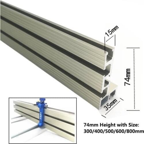 30/80cm Aluminium Profile Fence 74mm Height Miter Track T-tracks and Sliding Brackets Miter Gauge Fence Connector for Woodwork