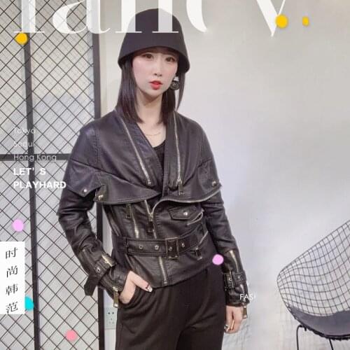 Leather Jacket Woman Stylish Spring And Autumn 2020 Clothes New Korean Short Paragraph Casual PU Jacket Harajuku Streetwear K327