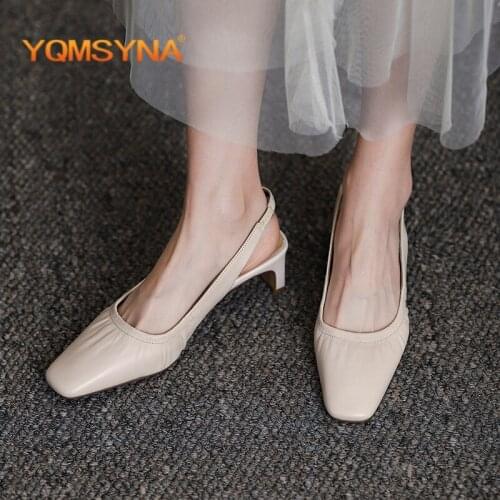 YQMSY Casual Womens Pumps Summer Slingbacks Square Toe Pleated Elastic Band Pumps Mature Party Strange Style Women Shoes AS48