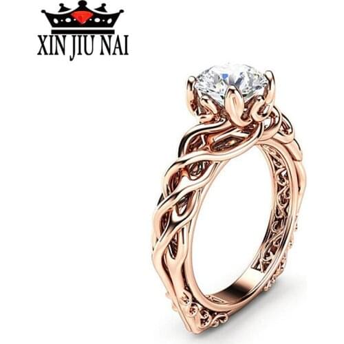 Zircon Rose Gold Exquisite Engagement Ring Fashion Jewelry Wedding Rings For Women Bague Rose Gold 925 Diamond Rings