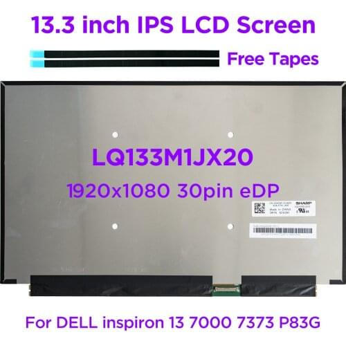 13.3" IPS Laptop LCD Screen LQ133M1JX20 For DELL Inspiron 13 7000 7373 P83G LED Matrix Display 100% sRGB FHD 1920x1080 30pin eDP