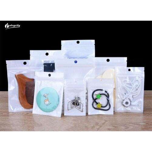 100pcs Big size White/clear Self Sealing Plastic Packaging Storage Bags Zipper valve bag Zip Lock plastic package Bags