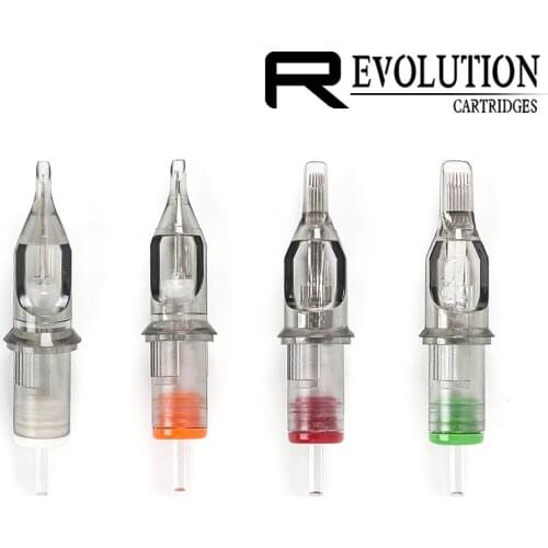 100Pcs Mixed EZ Revolution Cartridge Tattoo Needles Assorted RL RS M1 CM compatible with Cartridge System Tattoo Machines Grips