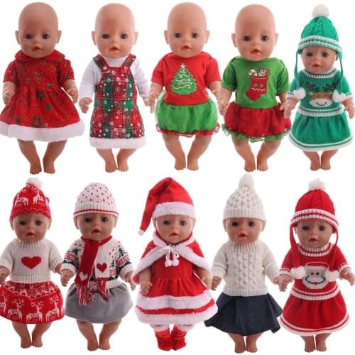12 Set Fashion Accessories Christmas Suits Clothes For 18 Inch And New Born Baby Generation Birthday Girls Toy Gifts