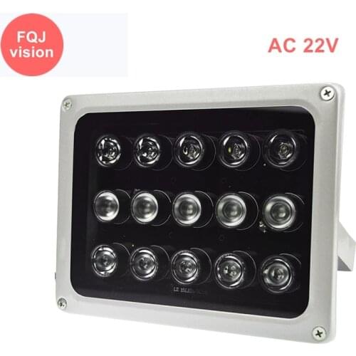 15Pcs Array Infrared Filled IR Lamp Waterproof High Power Outdoor U-Shaped Bracket AC 220V 45 90 Degree Lens CCTV Camera IR Led