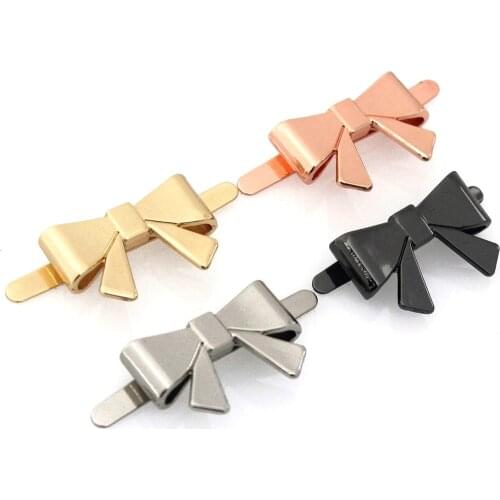 2pcs Metal Bowknot Buckle Fashion Durable Shoes Clip Clasp for DIY Handbag Bag Garments Hardware Closure Bag Parts Accessories