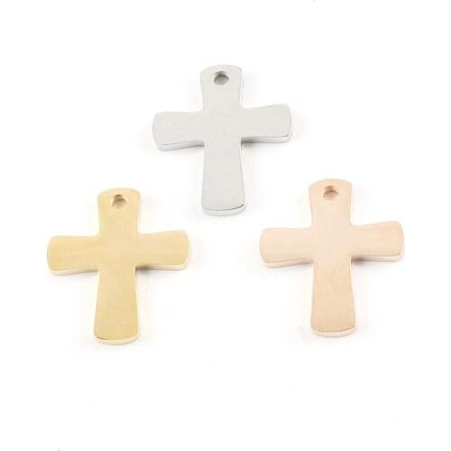 20pcs 17*20mm Gold Color Stainless Steel Cross Shape charm Cross pendant For Necklace DIY Handmade Jewelry Making