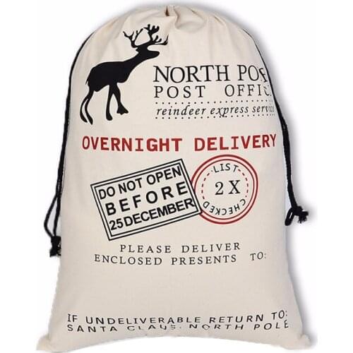 5pcs/lot Rustic Vintage Christmas Gift Bag Decoration Creative Deer Drawstring Canvas Santa Sack Bags