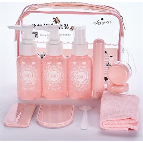 7 10 pc/Set Travel Mini Makeup Cosmetic Face Cream Bottles Plastic Transparent Empty Make Up Container Travel Accessories
