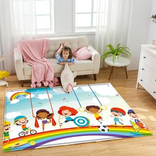 Alfombra Cute Art Soft Cartoon Happy Childrens Pattern Flannel Carpet Childrens Room Anti-Slip Carpet&Rug tapis