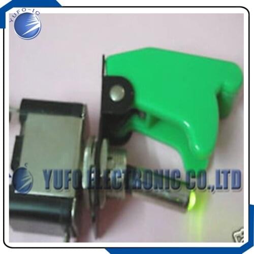 Free Shipping One Lot 2set,Race Car Illuminated Toggle Switch + Safety Cover green