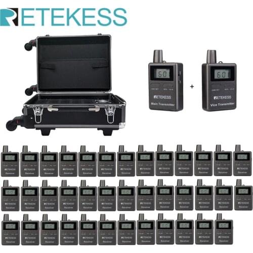 RETEKESS TT105 Wireless Tour Guide System 2 transmitter 38 receiver+ Charging Case For Church Translation Riding Teaching Museum