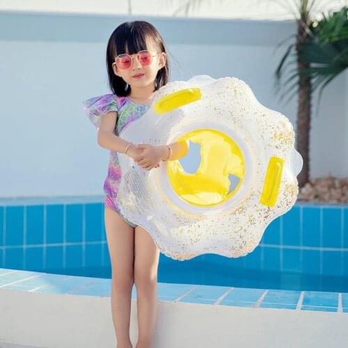 Baby Swimming Ring Glitter Flower Unicorn Outdoor Inflatable Play Pool Accessories Floating Indoor Bathtub Swim Toys 1-6years