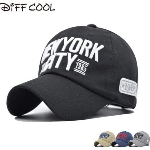 [DIFF COOL]100% Cotton New York Baseball Cap Snapback Hat Mens and Womens Letter Fitting Casquette Homme Hip Hop Soft NY Cap