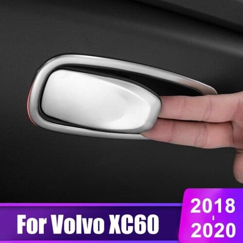 For Volvo XC60 2018 2019 2020 Stainless steel Car Co-pilot Glove Storage Box Handle Covers Trim Decoration Stickers Accessories