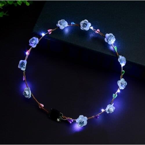 Women Girls LED Light Up Flower Headband Flashing Glow Crown Party Hair Wreath