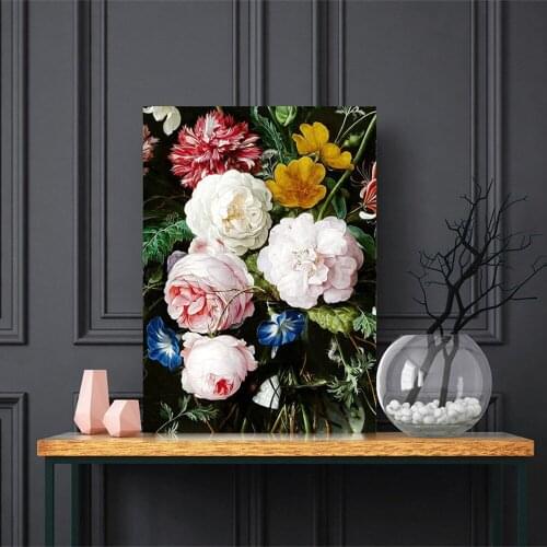 Europe Vintage Canvas Painting Wall Decor Still Life With Flowers In A Glass Vase Nordic Art Poster And Prints Picture Cuadros
