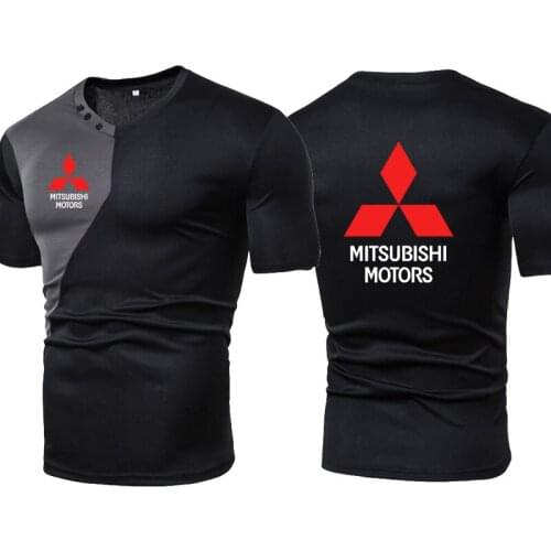 High Quality Mitsubishi car logo Printing Summer 100% Cotton Men T-shirt Hot Sale Colorblock Fashion casual Men short sleeve