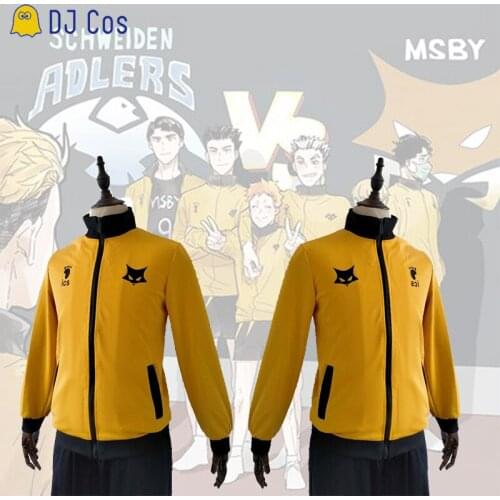 Haikyuu Karasuno High MSBY Cosplay Costume Volleyball Club Jacket Zipper Miya Atsumu Hinata Shoyo Kiyoomi Sakusa Sportswear