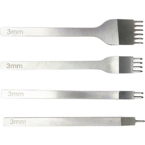 Leather Craft Tool Hole Punches White Steel 1/2/4/6 Prong DIY Diamond Lacing Stitching Punch Chisel Set Leather Craft Kits